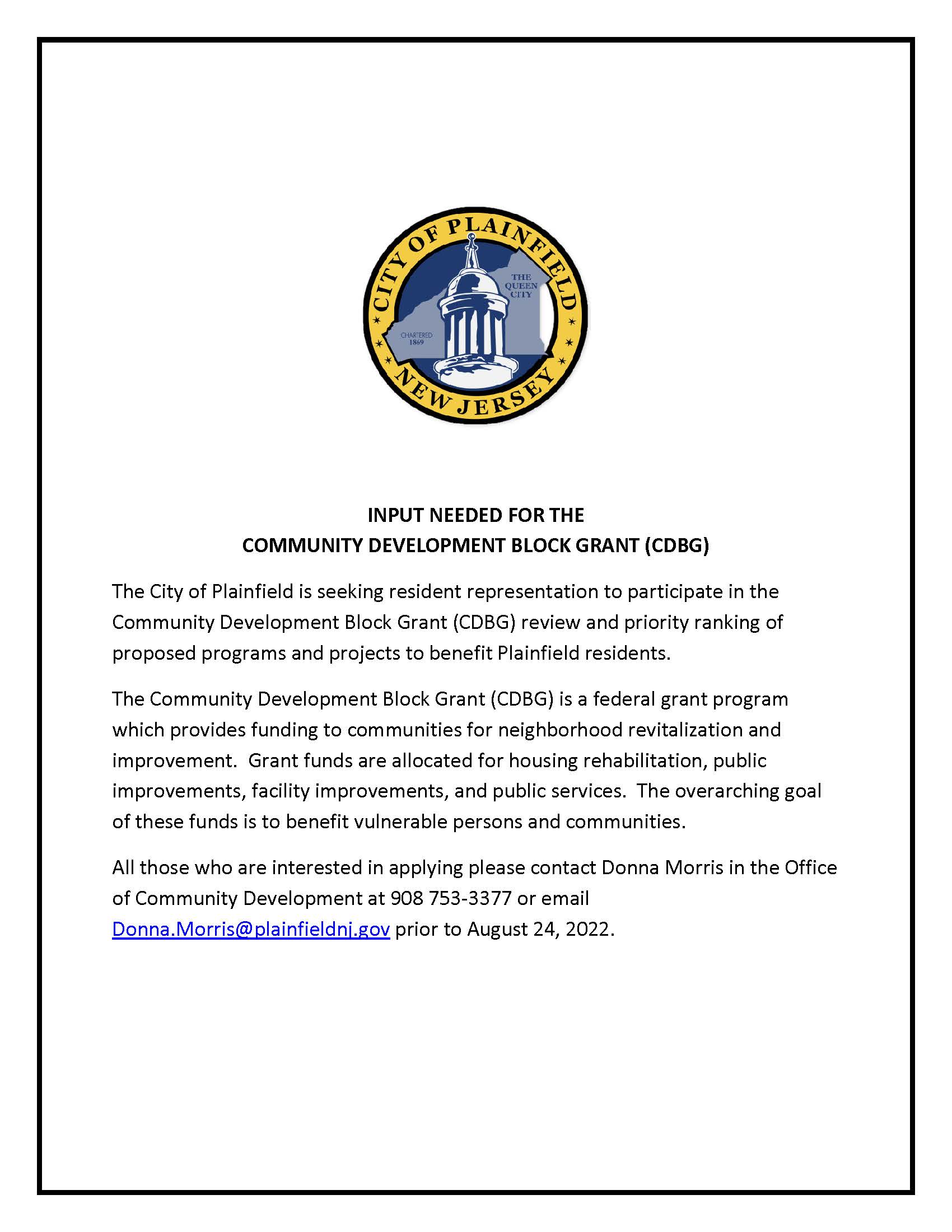 CDBG Review Committee Solicitation